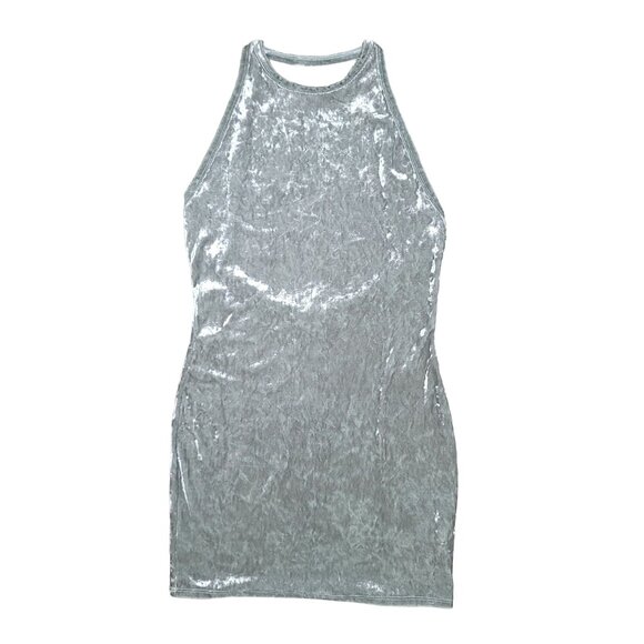 Sadie & Sage Dresses & Skirts - Sadie & Sage Silver blue Crushed Velvet Bodycon backles ini dress sexy Medium